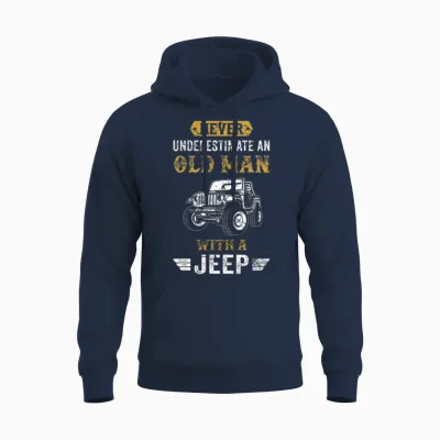Old Man Dad Grandpa Present Jeep 4x4 Offroad Gift Unisex Hoodie - Navy