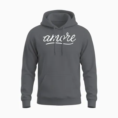 Amore T-Shirt, Black, S Unisex Hoodie - Charcoal