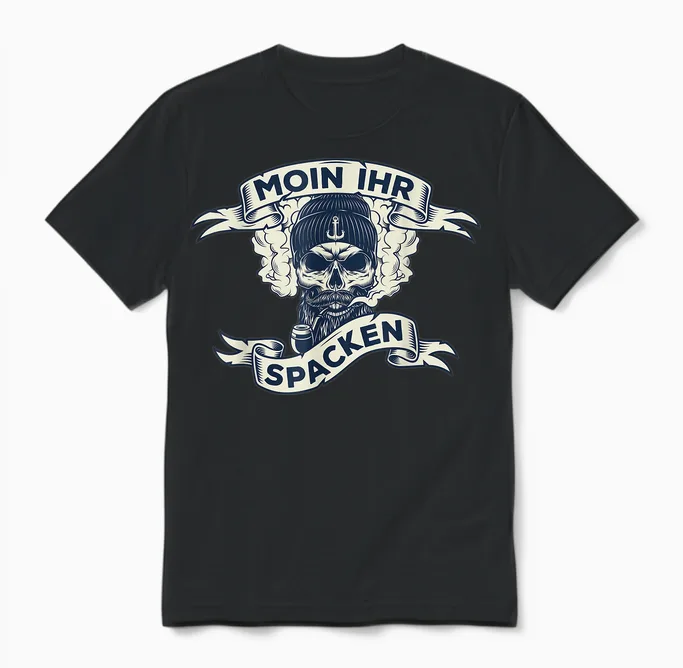 Moin Ihr Spacken North Germany East Frisian East Frisian T-Shirt, Black Unisex T-Shirt in Black