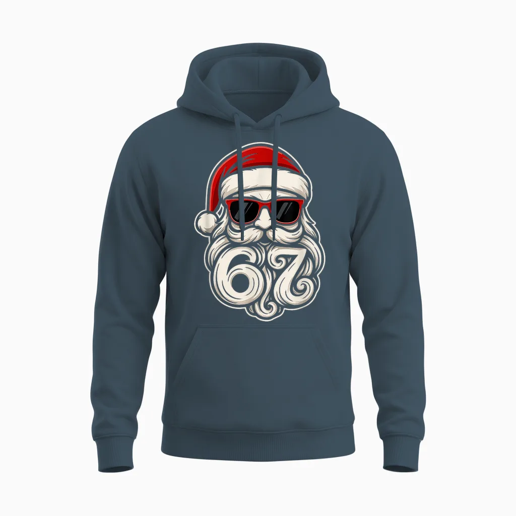 6 7 Christmas 67 Santa Six Seven Christmas Boys Teens Unisex Hoodie in Dark Heather