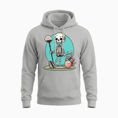 Funny Golf Skull Funny Sport Unisex Hoodie - Ash