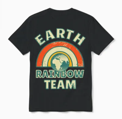 Earth Rainbow Team Retro Colors Unisex T-Shirt - Black