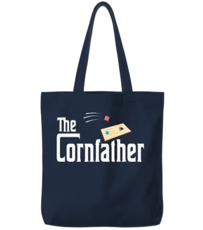 Funny Cornhole the Cornfather Funny Fathers Tote Bags - Navy