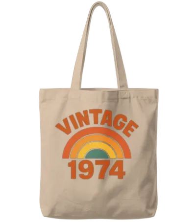 Vintage 1974 Rainbow Arc Tote Bags - Natural