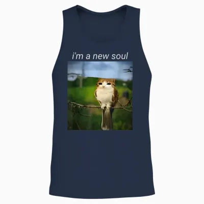 My Spirit Animal Funny Meowl Meme, Cat Owl Meme Brain Red Unisex Tank Top - Navy