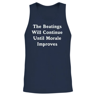 The Beatings Will Continue Music Unisex Tank Top - Navy