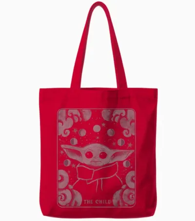 Star Wars Mandalorian the Child Tarot Card Tote Bags - Red