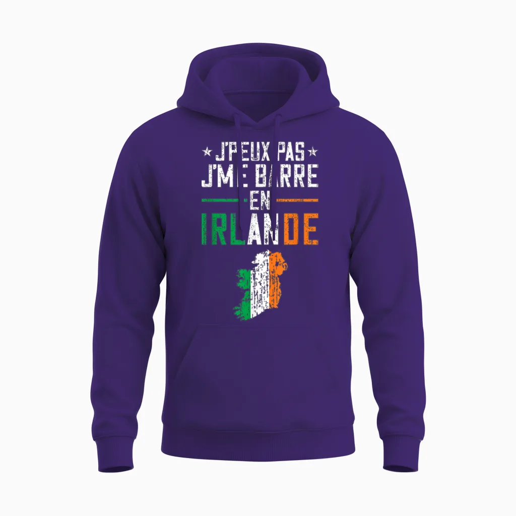 I Can Not I Bar in Ireland | Travel Europe Country T-Shirt, Black, S Unisex Hoodie in Purple