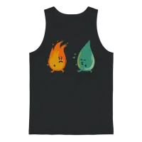 Impossible Love Fire and Water Kiss Funny Unisex Tank Top - Black – 1