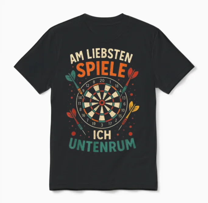 Am Liebsten Spiele Ich Untenrum - Darten Dart Unisex T-Shirt in Black