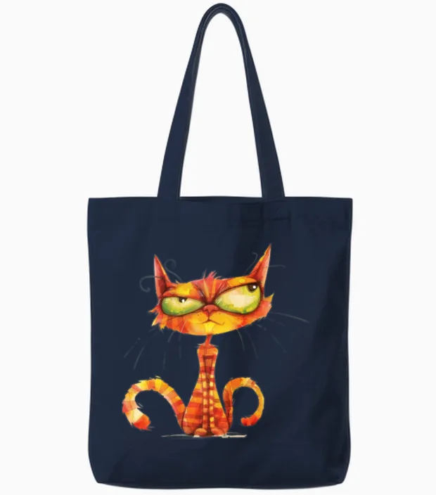 Funny Cat Lovers Gift Tote Bags in Navy
