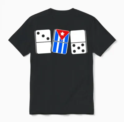 Domino Cuban Flag Cuba Unisex T-Shirt - Black