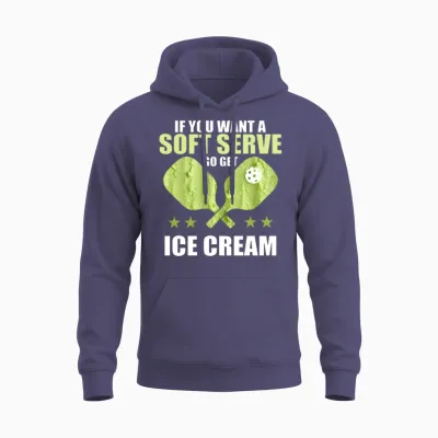 Funny Pickleball T-Shirt - Soft Serve Ice Cream Unisex Hoodie - Heather Sport Dark Navy