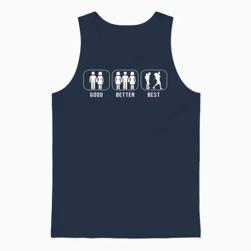Good Better Best Hiking Backpacking Outdoor Unisex Tank Top in Navy