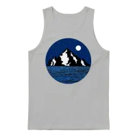 Mountain at Night and Ocean Landscape Unisex Tank Top - Ash – 1