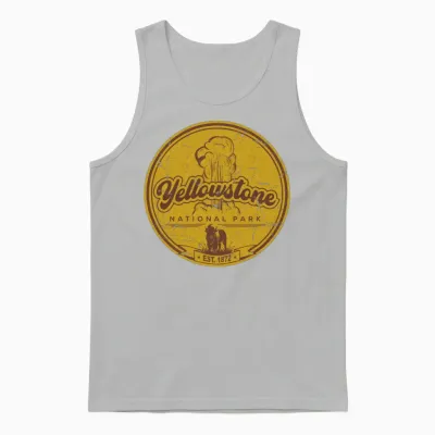 Yellowstone Us National Park Bison Buffalo Vintage Unisex Tank Top - Ash