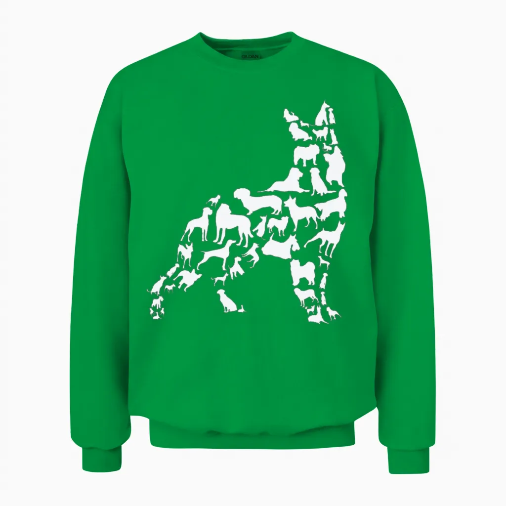 Dog Owner Dog Lover Silhouette Unisex Sweatshirt in Irish Green