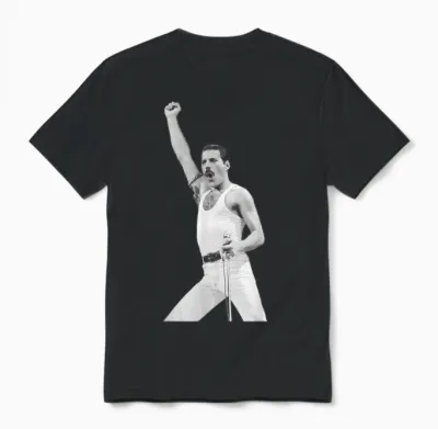 Freddie Mercury Queen Live Aid Wembley Stadium 1985 Unisex T-Shirt - Black
