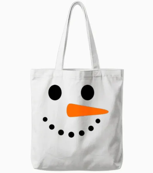 Snowman Face Christmas Costume Tote Bags - White