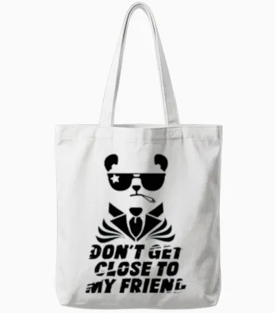Wonderful Dog with Don't Get Close to My Frien Tote Bags - White
