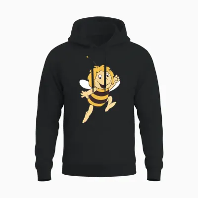 Maya the Bee Retro Pattern Cartoon Tv Series T-Shirt, Blue Unisex Hoodie - Black