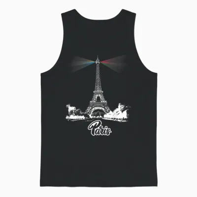 Paris Eiffel Tower Lights Lighthouse Souvenirs Events France T-Shirt, Black Unisex Tank Top - Black