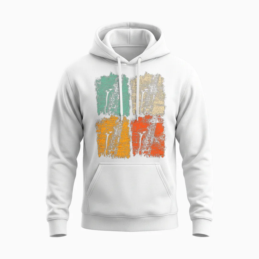 Retro Saxophone Unisex Hoodie in White