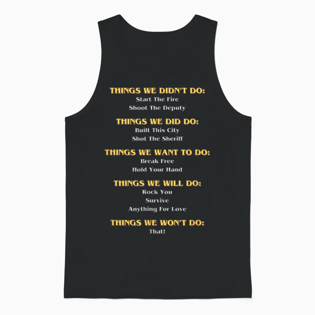 Funny Music Lyrics Things Lovers Unisex Tank Top in Black