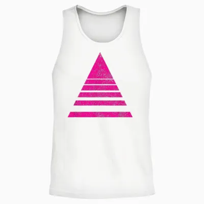 Geometric Triangle Sliced Shapes Geometry Art Distressed Unisex Tank Top - White