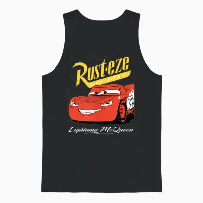 Disney Pixar Cars Lightning Mcqueen Vintage Rusteze Unisex Tank Top - Black