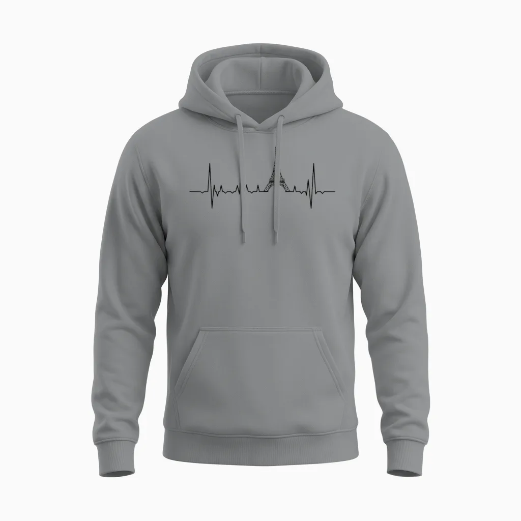 Eiffelturm Herzschlag Paris Herzklopfen Frankreich Unisex Hoodie in Sport Grey