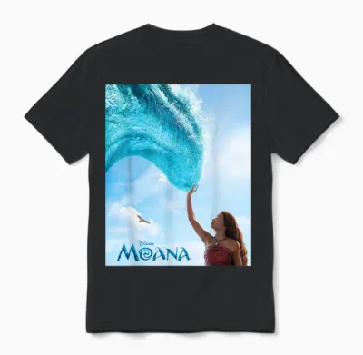 Disney Moana Live-Action Movie 2026 Ocean Wave & Logo Unisex T-Shirt - Black