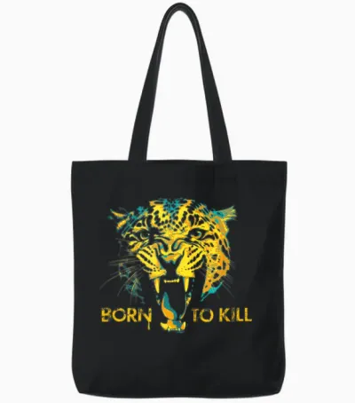 Social Distortion Officielle Born to Kill Leopard Tote Bags - Black