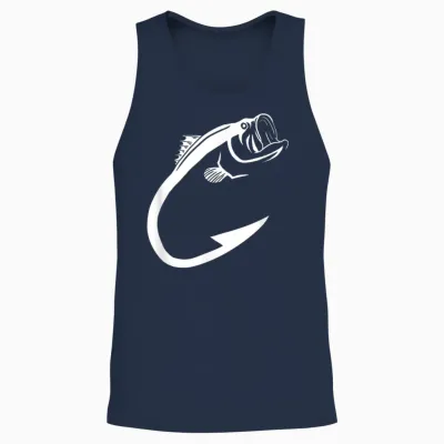 Fish Hook Minimal Art Cool Fishing Lover Art Lover Gift Unisex Tank Top - Navy