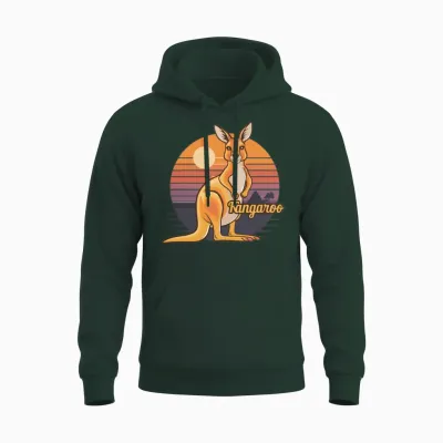Funny Kangaroo Retro Vintage Unisex Hoodie - Forest