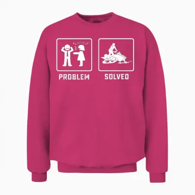Funny Snowmobile Rider Problem Solved Unisex Sweatshirt - Heliconia