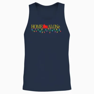 Home Alone Christmas Logo with String of Colorful Lights Unisex Tank Top - Navy