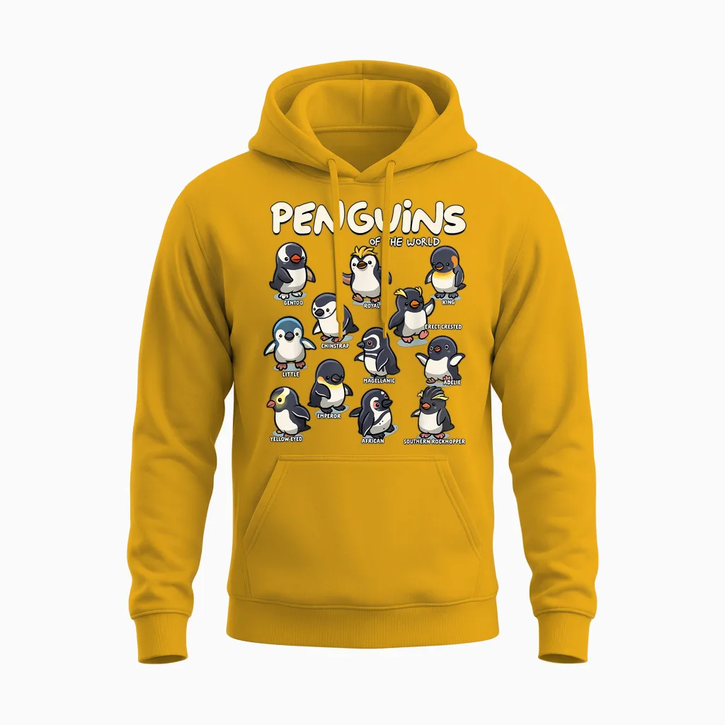 Penguin Penguins Animals of the World Penguin Lovers Unisex Hoodie in Gold