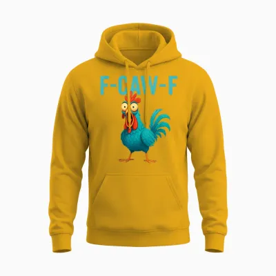 F-Caw-F Funny Rooster Chicken Farm Animal Humor Bird Lovers Unisex Hoodie - Gold