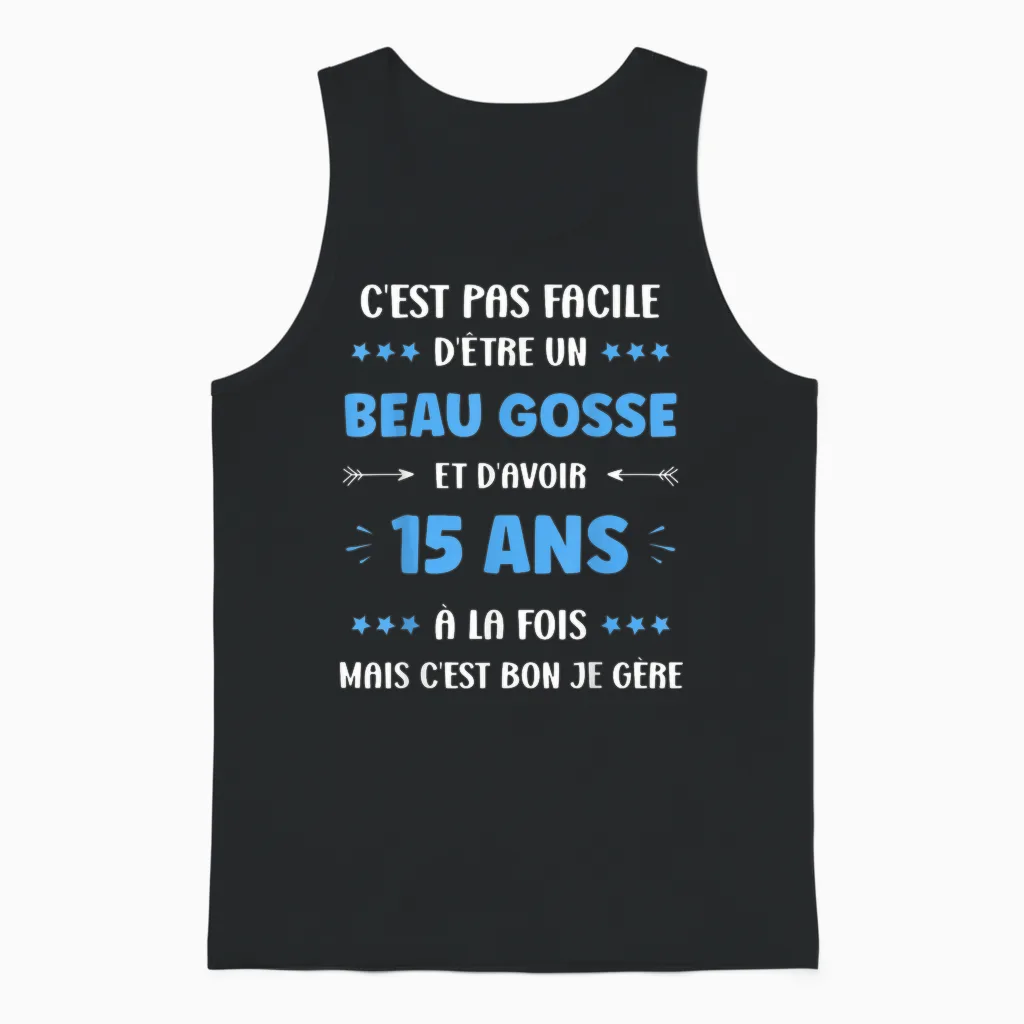 Funny 15 Years Old Boy Birthday 15 Years T-Shirt, Black, S Unisex Tank Top in Black