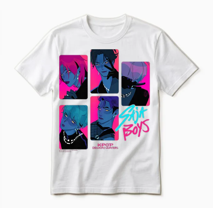 Kpop Demon Hunters Saja Boys Demons Officially Licensed Unisex T-Shirt in White