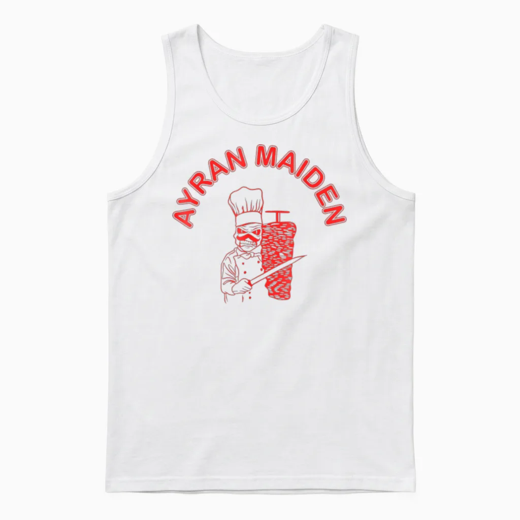Ayran Maiden Doner Band Funny Fast Food Dürüm Unisex Tank Top in White