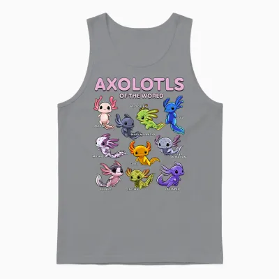Axolotl Kawaii Shirt Axolotls of the World Axolotl Animals T-Shirt, Black, S Unisex Tank Top - Sport Grey