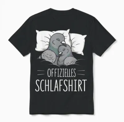 Offizielles Schlafshirt Taube Vogel Pyjama Schlafanzug Unisex T-Shirt - Black