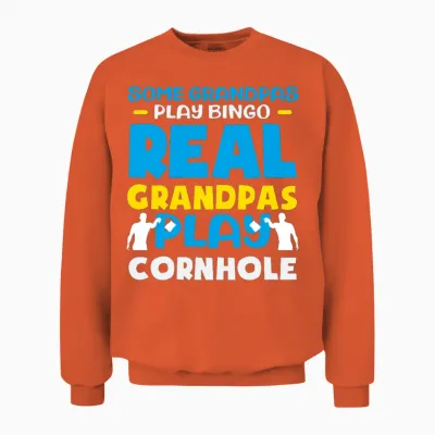 Real Grandpas Play Cornhole Bingo Fun Unisex Sweatshirt - Orange