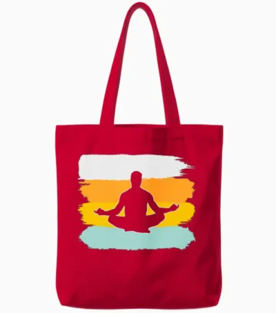 Meditation Retro Tote Bags - Red
