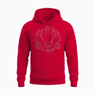 Harry Potter Slytherin Line Art Snake Symbol Unisex Hoodie - Red