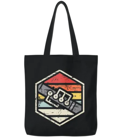 Retro Badge Oboe Tote Bags - Black