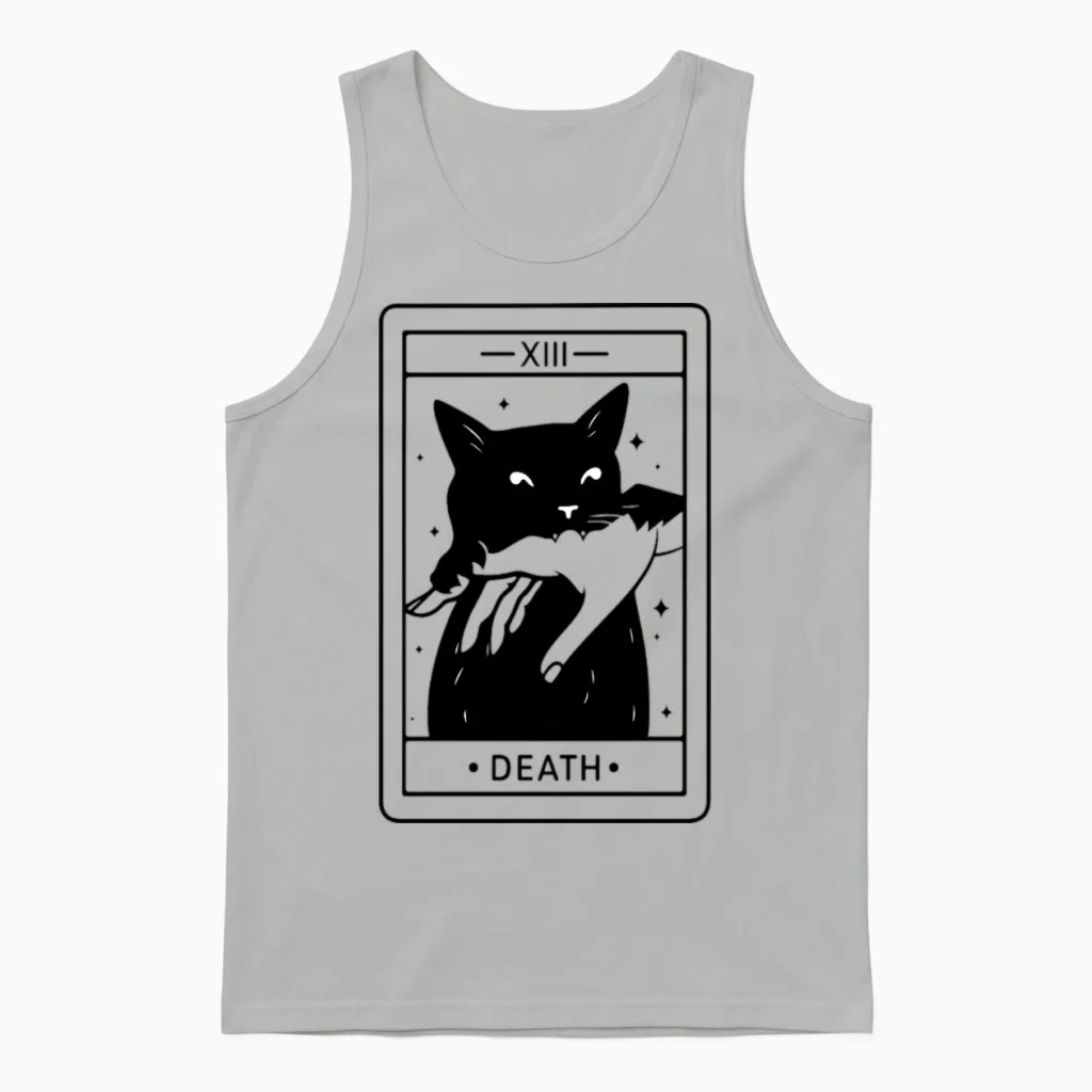 Tarot Card Black Cat Bite - Lovers Unisex Tank Top in Ash