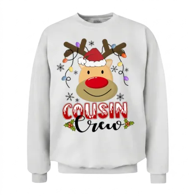 Christmas Cousin Crew Funny Red Plaid Matching Paj Unisex Sweatshirt - White